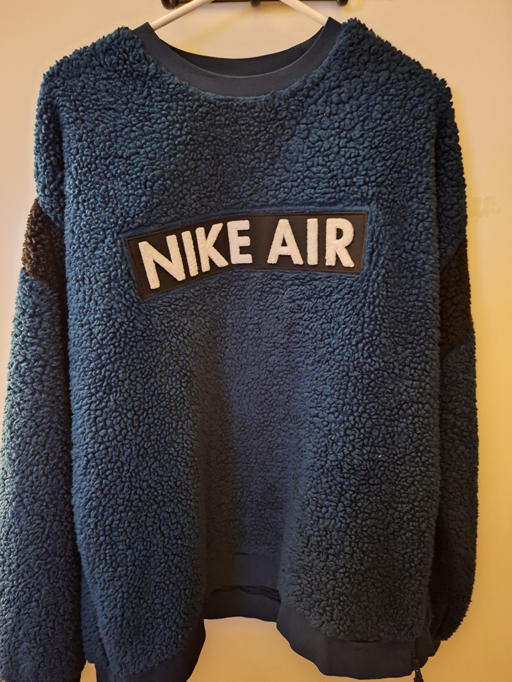 VintageNike Air men's blue sherpa fleece crewneck pullover sweatshirt size M